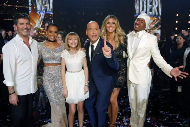 AMERICA'S GOT TALENT -- "Live Finale Results" Episode 1123 -- Pictured: (l-r) Simon Cowell, Mel B, Grace VanderWaal, Howie Mandel, Heidi Klum, Nick Cannon -- (Photo by: Trae Patton/NBC)