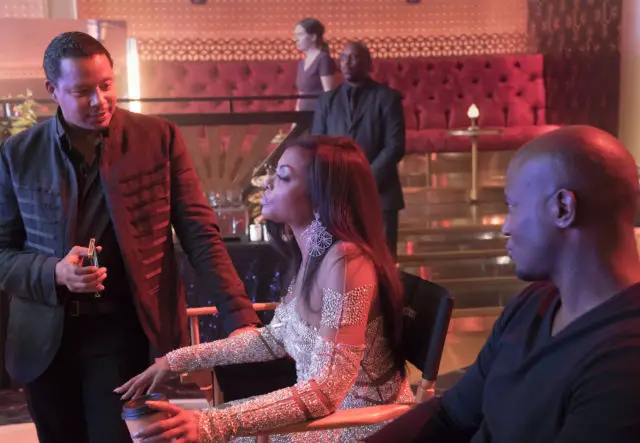 EMPIRE: Pictured L-R: Terrence Howard, Taraji P. Henson, and guest star Taye Diggs in the "Cupid Kills" episode of EMPIRE airing Wednesday, Oct. 12 (9:00-10:00 PM ET/PT) on FOX. ©2016 Fox Broadcasting Co. CR: Chuck Hodes/FOX