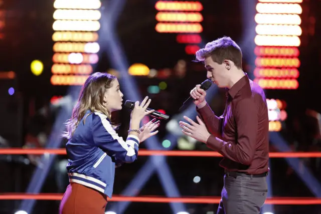 THE VOICE -- "Battle Rounds" -- Pictured: (l-r) Natasha Bure, Riley Elmore -- (Photo by: Tyler Golden/NBC)