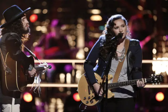 THE VOICE -- "Battle Rounds" -- Pictured: (l-r) Josh Halverson, Kylie Rothfield -- (Photo by: Tyler Golden/NBC)