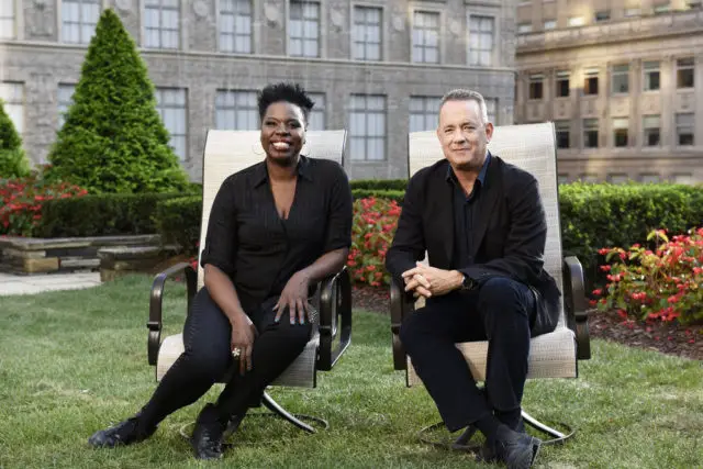 SATURDAY NIGHT LIVE -- "Tom Hanks" Episode 1708 -- Pictured: (l-r) Leslie Jones and host Tom Hanks on October 18, 2016 -- (Photo by: Rosalind O'Connor/NBC)