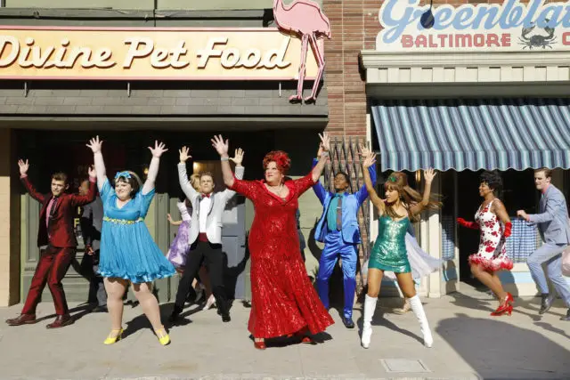 HAIRSPRAY LIVE! -- Season: 2016 -- Pictured: (l-r) Garrett Clayton as Link Larkin, Maddie Baillio as Tracy Turnblad, Derek Hough as Corny Collins, Harvey Fierstein as Edna Turnblad, Ephraim Sykes as Seaweed J. Stubbs, Ariana Grande as Penny Pingleton -- (Photo by: Trae Patton/NBC)