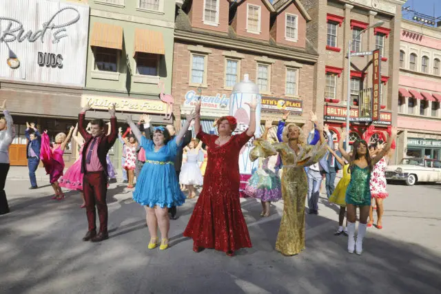 HAIRSPRAY LIVE! -- Season: 2016 -- Pictured: (l-r) Derek Hough as Corny Collins, Garrett Clayton as Link Larson, Maddie Baillio as Tracy Turnblad, Harvey Feinstein as Edna Turnblad, Jennifer Hudson as Motormouth Maybelle, Ariana Grande as Penny Pingleton -- (Photo by: Trae Patton/NBC)