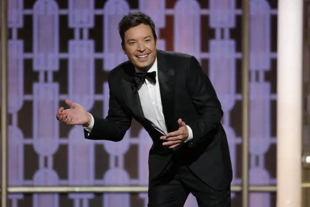 74th ANNUAL GOLDEN GLOBE AWARDS -- Pictured: Jimmy Fallon, Host, at the 74th Annual Golden Globe Awards held at the Beverly Hilton Hotel on January 8, 2017 -- (Photo by: Paul Drinkwater/NBC)