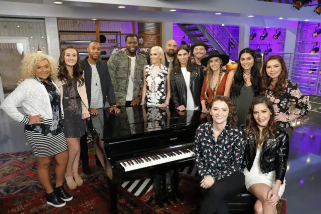 THE VOICE -- "Team Gwen Battle Reality" -- Pictured: (l-r) Aaliyah Rose, Caroline Sky, Brandon Royal, J Chosen, Gwen Stefani, Troy Ramey, Johnny Gates, Kenny P, Stephanie Rice, Sammie Zonana, Jozy Bernadette, Davina Leone, Savannah Leighton -- (Photo by: Trae Patton/NBC)