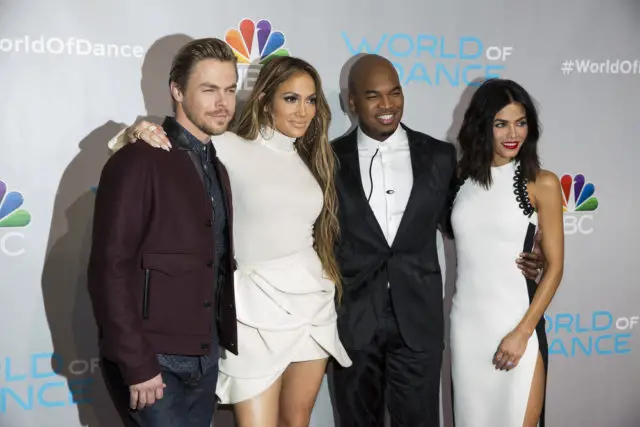 WORLD OF DANCE -- "World of Dance Red Carpet" -- Pictured: (l-r) Derek Hough, Jennifer Lopez, Ne-Yo, Jenna Dewan Tatum -- (Photo by: Justin Lubin/NBC)