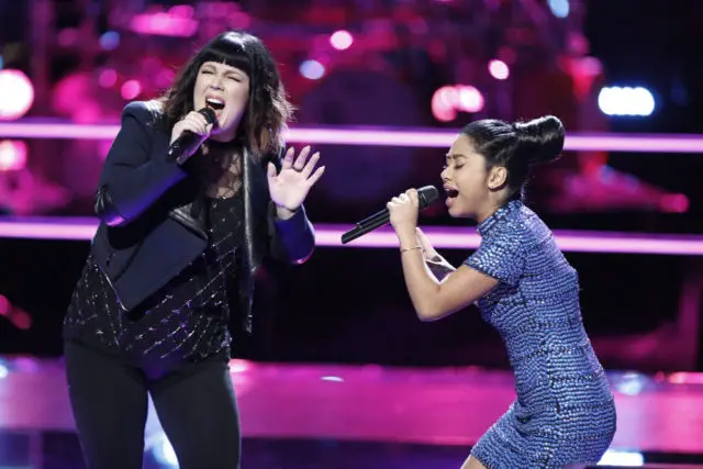 THE VOICE -- "Battle Rounds" -- Pictured: (l-r) Missy Robertson, Anatalia Villaranda -- (Photo by: Tyler Golden/NBC)