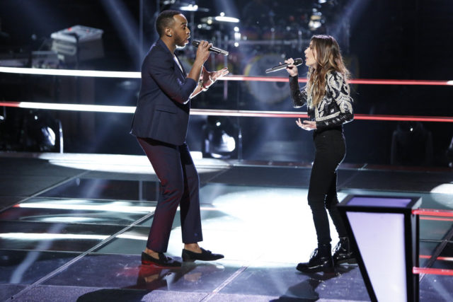 THE VOICE -- "Battle Rounds" -- Pictured: (l-r) Brandon Royal , Davina Leone -- (Photo by: Tyler Golden/NBC)