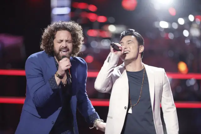 THE VOICE -- "Battle Rounds" -- Pictured: (l-r) Johnny Hayes, Julien Martinez -- (Photo by: Tyler Golden/NBC)