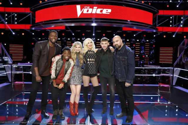 THE VOICE -- "Knockout Rounds" -- Pictured: (l-r) J Chosen, Quizz Swanigan, Brennley Brown, Gwen Stefani, Hunter Plake, Troy Ramey -- (Photo by: Trae Patton/NBC)