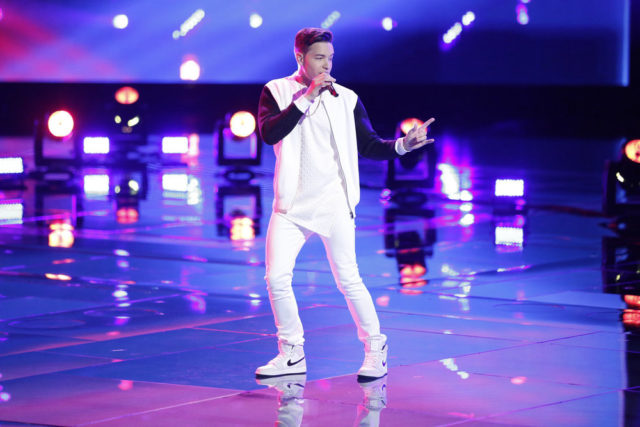 THE VOICE -- "Live Top 12" Episode 1215A -- Pictured: Mark Isaiah -- (Photo by: Tyler Golden/NBC)