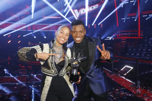 THE VOICE -- "Live Finale" Episode 1219B -- Pictured: (l-r) Alicia Keys, Chris Blue -- (Photo by: Trae Patton/NBC)