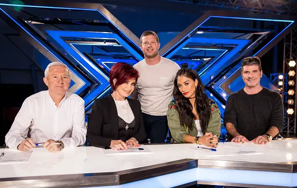 The X Factor 2017 Judges during the judges tour, Louis Walsh, Sharon Osbourne, Dermot O'Leary, Nichole Scherzinger and Simon Cowell