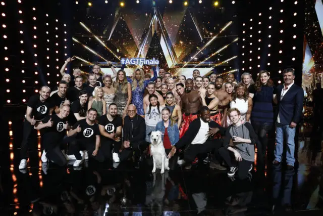 AMERICA'S GOT TALENT -- "Live Results 5" Episode 1222 -- Pictured: (l-r) Light Balance, Darci Lynne, Mel B, Heidi Klum, Howie Mandel, Tyra Banks, Angelica Hale, Sara Carson & Hero, Preacher Lawson, Diavolo, Chase Goehring, Kechi, Mandy Harvey, Simon Cowell -- (Photo by: Trae Patton/NBC)