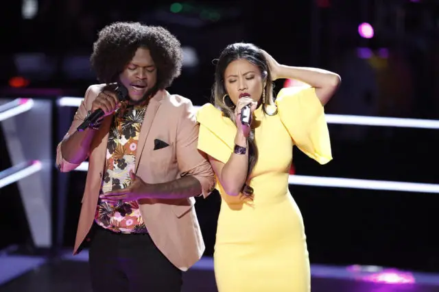 THE VOICE -- "Battle Rounds" -- Pictured: (l-r) Davon Fleming, Maharasyi -- (Photo by: Tyler Golden/NBC)