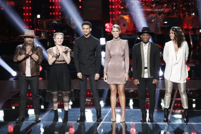 THE VOICE -- "Playoff Rounds" -- Pictured: (l-r) Adam Cunningham, Addison Agen, Anthony Alexander, Emily Luther, Jon Hero, Whitney Fenimore -- (Photo by: Tyler Golden/NBC)