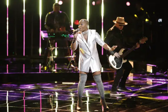 THE VOICE -- "Live Top 11" Episode 1318A -- Pictured: Janice Freeman -- (Photo by: Tyler Golden/NBC)