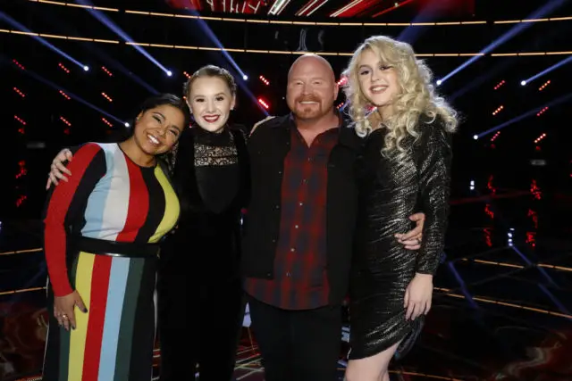 THE VOICE -- "Live Semi Finals" Episode 1320B -- Pictured: (l-r) Brooke Simpson, Addison Agen, Red Marlow, Chloe Kohanski -- (Photo by: Trae Patton/NBC)