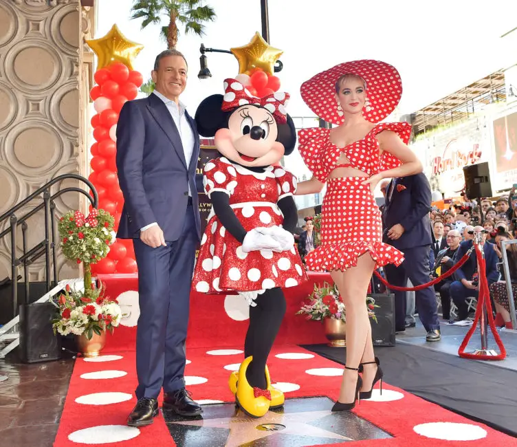 LOS ANGELES, CA - JANUARY 22: Disney Chairman and Chief Executive Officer Robert A. Iger and Katy Perry attend ceremony for Minnie Mouse as she receives Star on Hollywood Walk of Fame in Celebration of her 90th Anniversary at El Capitan Theatre on January 22, 2018 in Los Angeles, California. (Photo by Stefanie Keenan/Getty Images for Disney )
