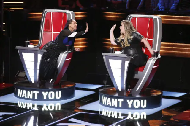 THE VOICE -- "Blind Auditions" -- Pictured: (l-r) Alicia Keys, Kelly Clarkson -- (Photo by: Trae Patton/NBC)