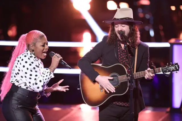 THE VOICE -- "Battle Rounds" -- Pictured: (l-r) Miya Bass, Drew Cole -- (Photo by: Tyler Golden/NBC)