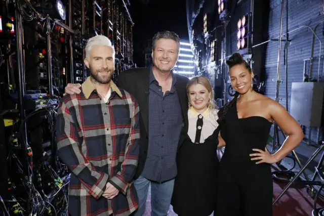 THE VOICE -- "Knockout Rounds" -- Pictured: (l-r) Adam Levine, Blake Shelton, Kelly Clarkson, Alicia Keys -- (Photo by: Trae Patton/NBC)