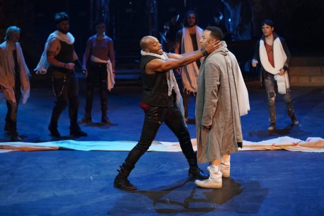 JESUS CHRIST SUPERSTAR LIVE IN CONCERT -- Pictured: (l-r) Brandon Victor Dixon as Judas, John Legend as Jesus -- (Photo by: Paul Lee/NBC)