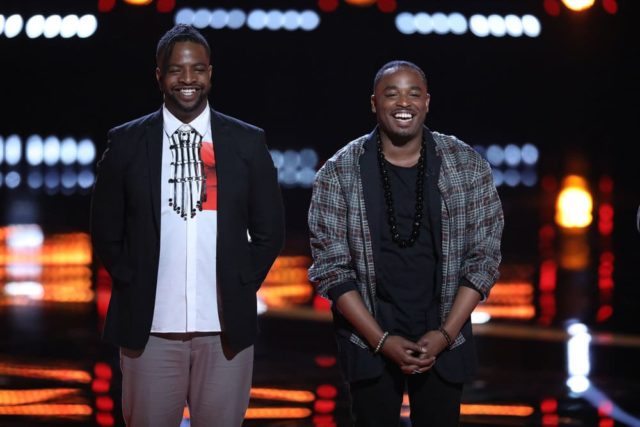 THE VOICE -- "Live Top 12" Episode 1415B -- Pictured: (l-r) D.R. King, Rayshun Lamarr -- (Photo by: Tyler Golden/NBC)