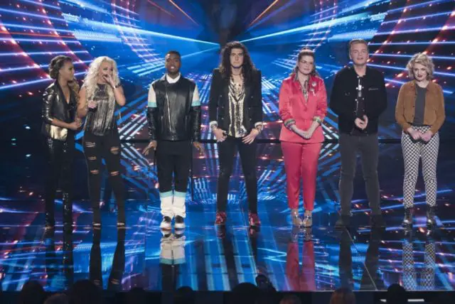 AMERICAN IDOL - "116 (Top 7)" - The Top 7 finalists perform two songs this week, battling it out for AmericaÕs vote to make it into the Top 5, as the search for AmericaÕs next superstar continues on its new home on AmericaÕs network, The ABC Television Network, SUNDAY, MAY 6 (8:00-10:01 p.m. EDT, 5:00-7:01 p.m. PDT). (ABC/Eric McCandless) JURNEE, GABBY BARRETT, MICHAEL J. WOODARD, CADE FOEHNER, CATIE TURNER, CALEB LEE HUTCHINSON, MADDIE POPPE