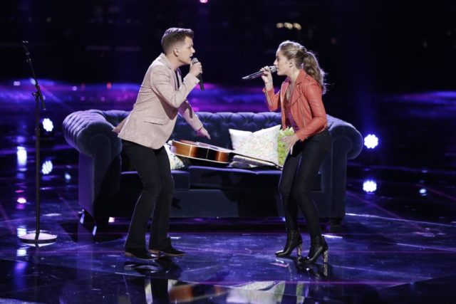 THE VOICE -- "Live Semi Finals" Episode 1418A -- Pictured: (l-r) Britton Buchanan, Brynn Cartelli -- (Photo by: Tyler Golden/NBC)