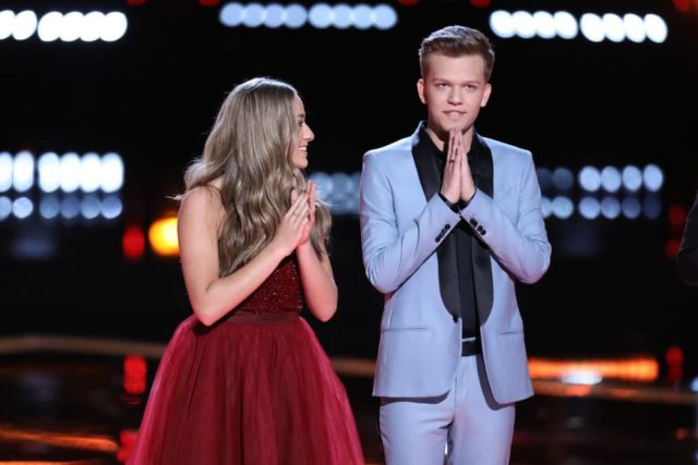 THE VOICE -- "Live Finale" Episode 1419B -- Pictured: (l-r) Brynn Cartelli, Britton Buchanan -- (Photo by: Tyler Golden/NBC)