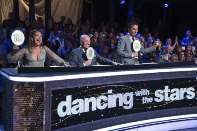 DANCING WITH THE STARS - "Trios Night" - The 10 remaining celebrities discover that two may be company, but three is definitely not a crowd as former show stars, as well as some newbies, join the couples for a special Trios Night, on "Dancing with the Stars," live on MONDAY, OCT. 15 (8:00-10:00 p.m. EDT), on The ABC Television Network. (ABC/Eric McCandless) CARRIE ANN INABA, LEN GOODMAN, BRUNO TONIOLI