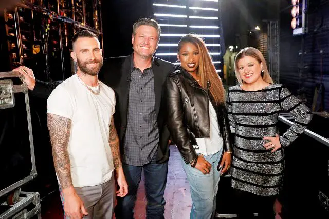 THE VOICE -- “Blind Auditions/The Battles Premiere” Episode 1507 -- Pictured: (l-r) Adam Levine, Blake Shelton, Jennifer Hudson, Kelly Clarkson -- (Photo by: Trae Patton/NBC)