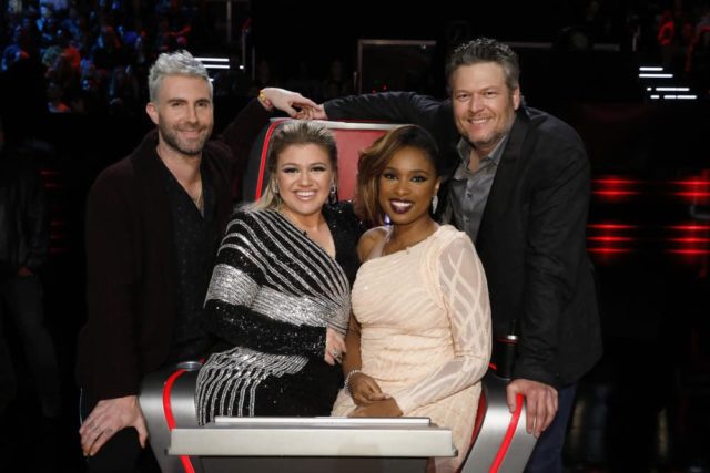 THE VOICE -- "Live Finale Results" Episode 1519B -- Pictured: (l-r) Adam Levine, Kelly Clarkson, Jennifer Hudson, Blake Shelton -- (Photo by: Trae Patton/NBC)