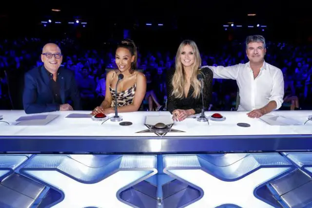 AMERICA'S GOT TALENT: THE CHAMPIONS -- "The Champions Three" Episode 103 -- Pictured: (l-r) Howie Mandel, Mel B, Heidi Klum, Simon Cowell -- (Photo by: Trae Patton/NBC)