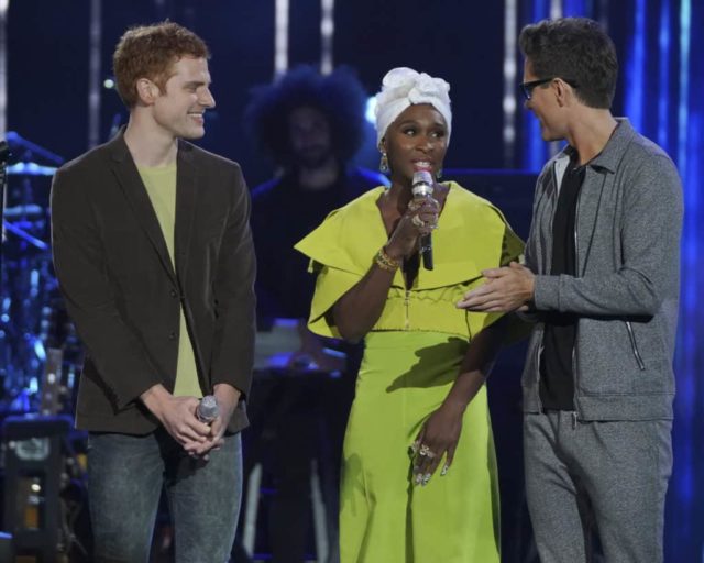 AMERICAN IDOL - "211 (All-Star Duets)" - The remaining 10 contestants of the Top 20 perform duets with all-star celebrity partners from The Wiltern in Los Angeles, as the search for America's next superstar continues on The ABC Television Network, MONDAY, APRIL 8 (8:00-10:00 p.m. EDT), streaming and on demand. Following the performances, the tension will rise as the remaining 10 contestants find out who has made the last seven spots, rounding out the Top 14 during a final elimination that will leave audiences stunned. (ABC/Eric McCandless) JEREMIAH LLOYD HARMON, CYNTHIA ERIVO, BOBBY BONES