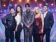 THE MASKED SINGER: L-R: Ken Jeong, Nicole Scherzinger, Nick Cannon, Jenny McCarthy and Robin Thicke in THE MASKED SINGER premiering Wednesday, Jan. 2 (9:00-10:00 PM ET/PT) on FOX. © 2019 FOX Broadcasting. CR: Michael Becker / FOX.