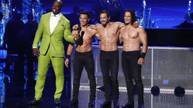 AMERICA'S GOT TALENT -- "Quarter Finals 1" Episode 1412 -- Pictured: (l-r) Terry Crews, Messoudi Brothers -- (Photo by: Trae Patton/NBC)