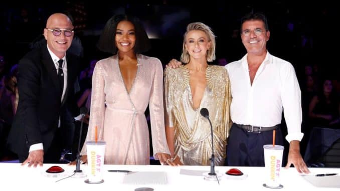 AMERICA'S GOT TALENT -- “Live Results Finale” Episode 1423 -- Pictured: (l-r) Howie Mandel, Gabrielle Union, Julianne Hough, Simon Cowell -- (Photo by: Trae Patton/NBC)