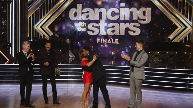 DANCING WITH THE STARS - "Finale" - It all comes down to this as four celebrity and pro-dancer couples return to the ballroom to compete and win the Mirrorball trophy on the 11th and final week of the 2019 season of "Dancing with the Stars," live, MONDAY, NOV. 25 (8:00-10:00 p.m. EST), on ABC. (ABC/Kelsey McNeal) TOM BERGERON, LIONEL RICHIE, LAYLA, SHAWN, LOGAN