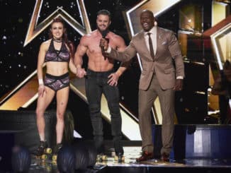 AMERICA'S GOT TALENT: THE CHAMPIONS -- "The Champions Semi Finals" Episode 205 -- Pictured: (l-r) Duo Transcend, Terry Crews -- (Photo by: Tina Thorpe/NBC)