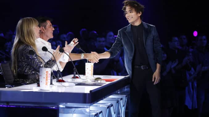 AMERICA'S GOT TALENT: THE CHAMPIONS -- "The Champions Finale Results" Episode 207 -- Pictured: (l-r) Heidi Klum, Simon Cowell, Shin Lim -- (Photo by: Trae Patton/NBC)