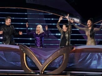 The Masked Singer: L-R: Robin Thicke, Jenny McCarthy, Ken Jeong, and Nicole Scherzinger in the all-new “Couldn’t Mask For Anything More: The Grand Finale!” season finale episode of THE MASKED SINGER airing Wednesday, May 20 (8:00-9:01 PM ET/PT) on FOX. CR: Michael Becker / FOX. © 2020 FOX Media LLC.