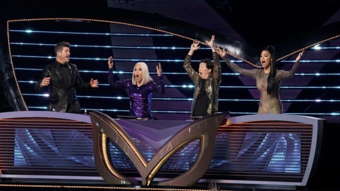 The Masked Singer: L-R: Robin Thicke, Jenny McCarthy, Ken Jeong, and Nicole Scherzinger in the all-new “Couldn’t Mask For Anything More: The Grand Finale!” season finale episode of THE MASKED SINGER airing Wednesday, May 20 (8:00-9:01 PM ET/PT) on FOX. CR: Michael Becker / FOX. © 2020 FOX Media LLC.