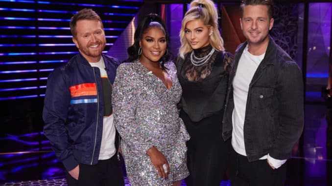 SONGLAND -- "Bebe Rexha" Episode 208 -- Pictured: (l-r) Shane McAnally, Ester Dean, Bebe Rexha, Ryan Tedder -- (Photo by: Trae Patton/NBC)