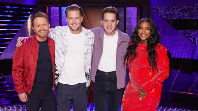 SONGLAND -- "Ben Platt" Episode 209 -- Pictured: (l-r) Shane McAnally, Ryan Tedder, Ben Platt, Ester Dean -- (Photo by: Trae Patton/NBC)