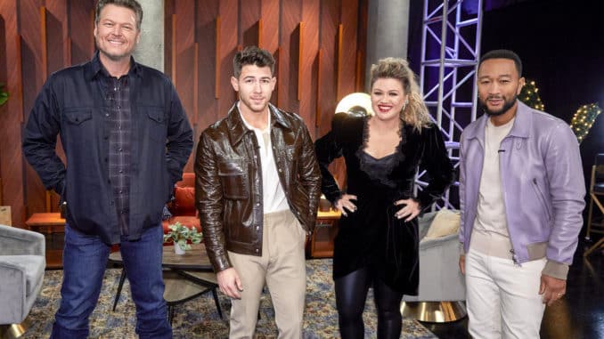 THE VOICE -- "Blind Auditions" -- Pictured: (l-r) Blake Shelton, Nick Jonas, Kelly Clarkson, John Legend -- (Photo by: Trae Patton/NBC)