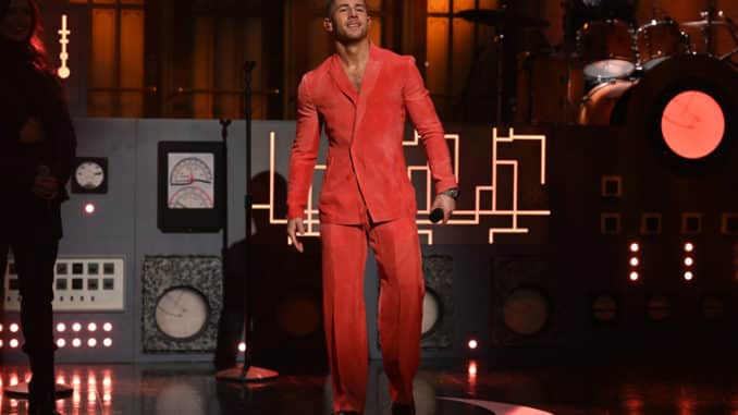 SATURDAY NIGHT LIVE -- "Nick Jonas" Episode 1799 -- Pictured: Musical guest Nick Jonas performs on Saturday, February 27, 2021 -- (Photo by: Will Heath/NBC)