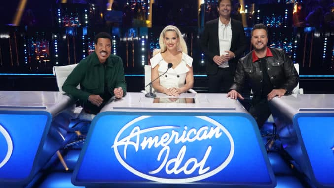 AMERICAN IDOL – “410 (All Star Duets and Solos)” – Following last week’s Showstopper round, “American Idol” continues with the All Star Duet and Solo round, SUNDAY, APRIL 4 (8:00-10:00 p.m. EDT), on ABC. (ABC/Eric McCandless) LIONEL RICHIE, KATY PERRY, RYAN SEACREST, LUKE BRYAN