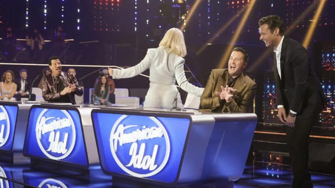 AMERICAN IDOL – "414 (Oscar Nominated Songs)" – The top 12 contestants perform Oscar®-nominated songs in hopes of securing America’s vote into the top nine on an all-new episode of "American Idol," airing live coast-to-coast on SUNDAY, APRIL 18 (8:00-10:00 p.m. EDT), on ABC. (ABC/Eric McCandless) LUKE BRYAN, RYAN SEACREST